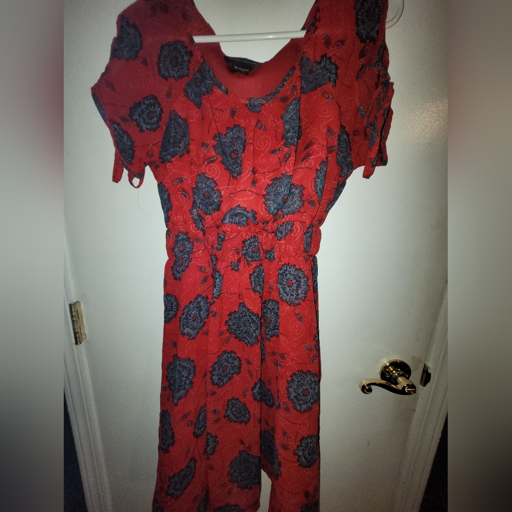 Red Grey Cold shoulder dress